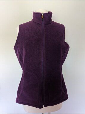 Woolrich Womens Eggplant Fleece Vest Size L Full-Zip Sleeveless Outdoor Layer